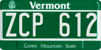 VT license plate ZCP612