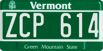 VT license plate ZCP614