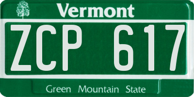 VT license plate ZCP617