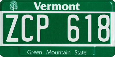 VT license plate ZCP618