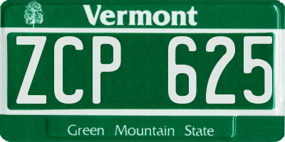 VT license plate ZCP625