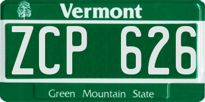 VT license plate ZCP626