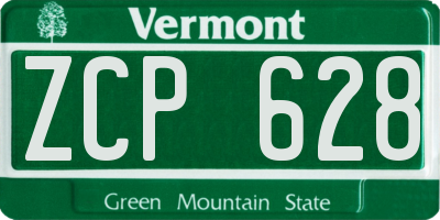 VT license plate ZCP628