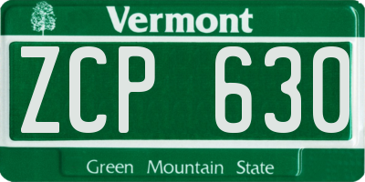 VT license plate ZCP630