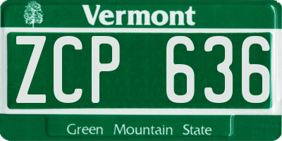 VT license plate ZCP636