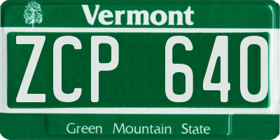VT license plate ZCP640