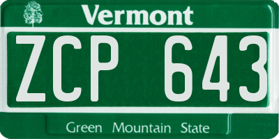 VT license plate ZCP643
