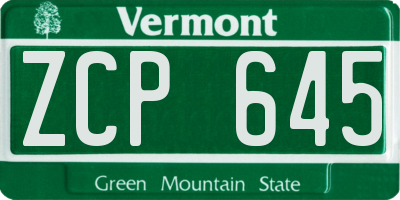 VT license plate ZCP645