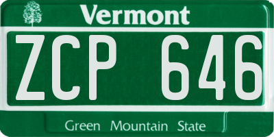 VT license plate ZCP646