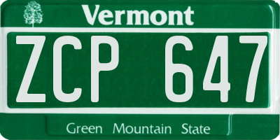 VT license plate ZCP647