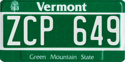 VT license plate ZCP649