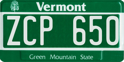 VT license plate ZCP650