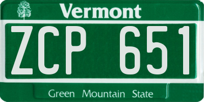 VT license plate ZCP651