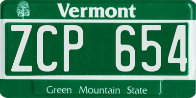 VT license plate ZCP654