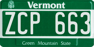 VT license plate ZCP663