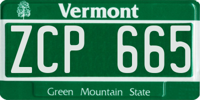 VT license plate ZCP665