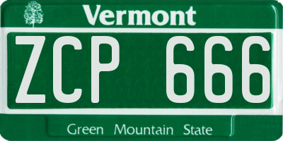 VT license plate ZCP666