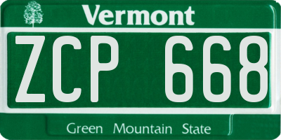 VT license plate ZCP668