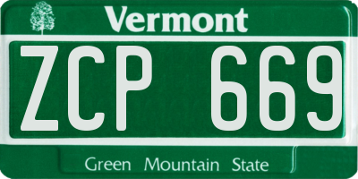 VT license plate ZCP669