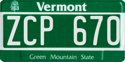 VT license plate ZCP670
