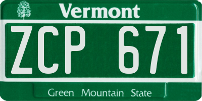 VT license plate ZCP671