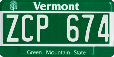 VT license plate ZCP674