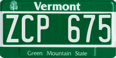 VT license plate ZCP675
