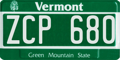 VT license plate ZCP680