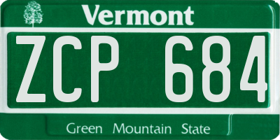 VT license plate ZCP684