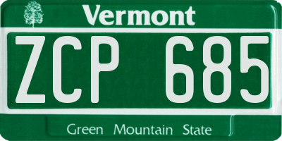 VT license plate ZCP685