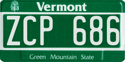 VT license plate ZCP686
