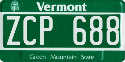 VT license plate ZCP688