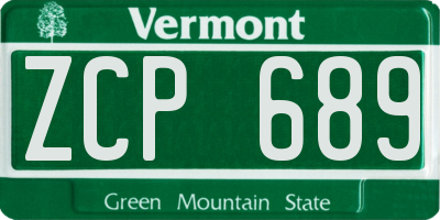 VT license plate ZCP689