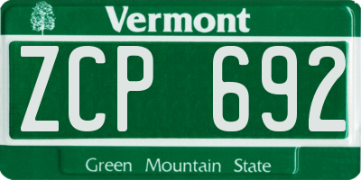 VT license plate ZCP692