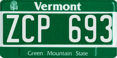 VT license plate ZCP693