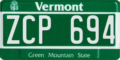 VT license plate ZCP694