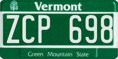 VT license plate ZCP698