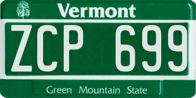 VT license plate ZCP699