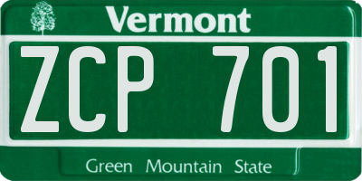 VT license plate ZCP701