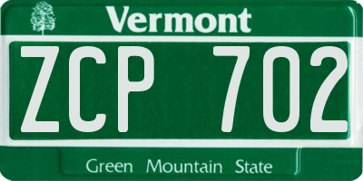 VT license plate ZCP702