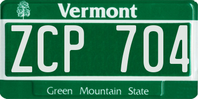 VT license plate ZCP704
