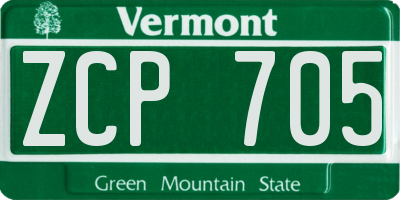 VT license plate ZCP705