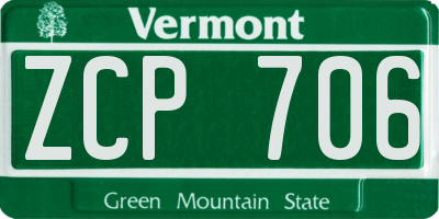 VT license plate ZCP706
