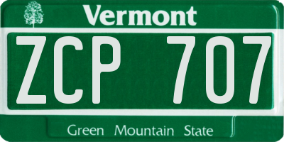 VT license plate ZCP707