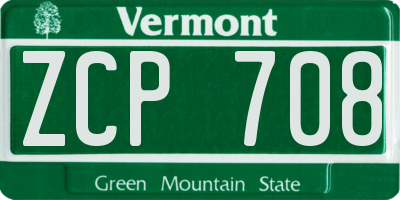 VT license plate ZCP708