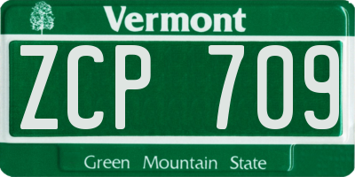 VT license plate ZCP709