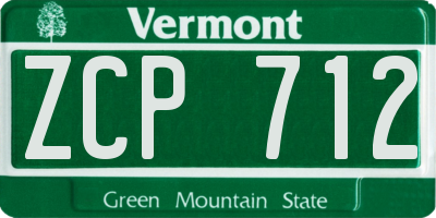 VT license plate ZCP712