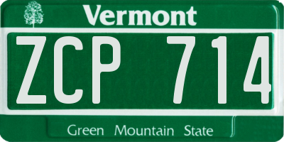 VT license plate ZCP714