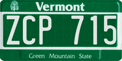 VT license plate ZCP715