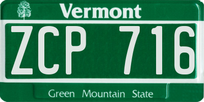 VT license plate ZCP716